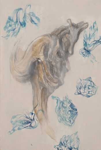 Mixed media print of a woodland myh character