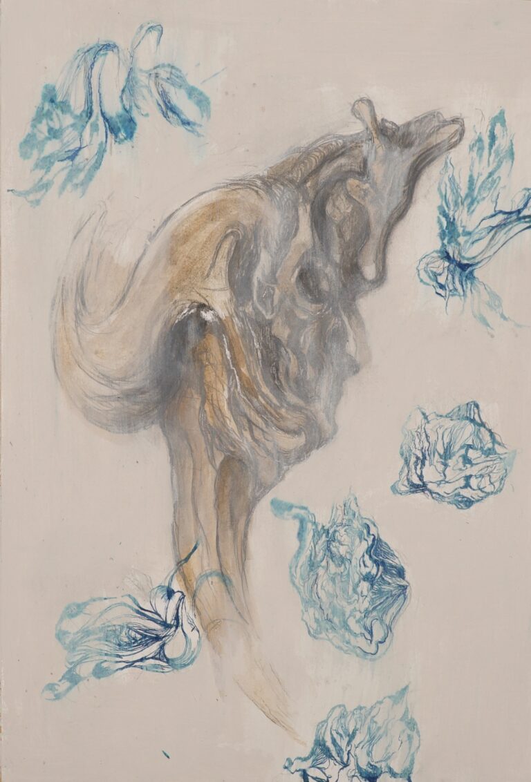 Mixed media print of a woodland myh character